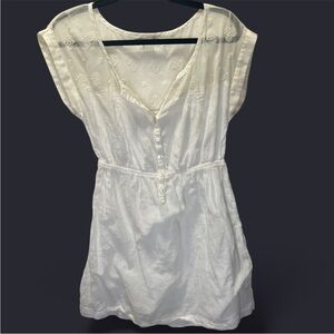 American Eagle Outfitters Cream Embroidered Blouse / Mini Dress